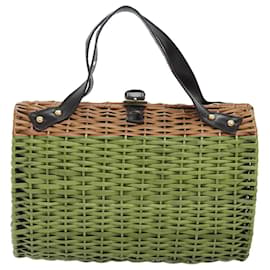 Fendi-Sac à main FENDI Bois Beige Or Auth bs18841-Beige,Doré
