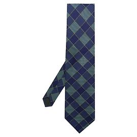 Corbata de seda con patrón de diamante azul Romeo Gigli Azul