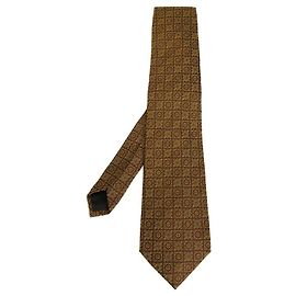 Romeo Gigli Brown Pattern Silk Tie Brown Yellow Sand