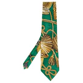 Gianni Versace-Gianni Versace Green Printed Silk Tie-Green