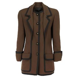 Chanel Brown and Black Wool Blazer - 2000s Brown