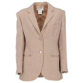 Chanel Beige Embroidered Wool Jacket Beige