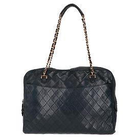 Borsa a spalla matelassé blu scuro Chanel Blu Bordò