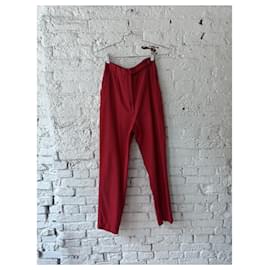 Autre Marque-Tracy Reiss for Magaschoni Red Silk/Cotton Trousers-Red
