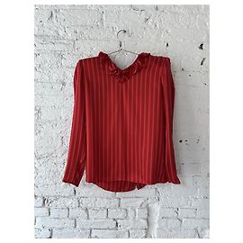 Valentino Garavani Blusa in seta rossa a righe Valentino Rosso