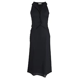 Autre Marque- Rixo Kimmy Terno Accent Midi Dress in Black Viscose-Black