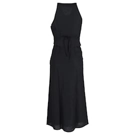 Autre Marque- Rixo Kimmy Terno Accent Midi Dress in Black Viscose-Black
