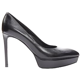 Saint Laurent-Saint Laurent grained leather point toe platform pumps-Black