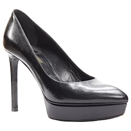 Saint Laurent-Saint Laurent grained leather point toe platform pumps-Black