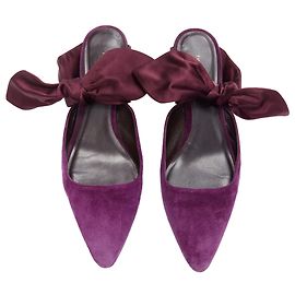 Os mules kitten de veludo de seda The Row Bow Roxo