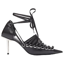 Balenciaga-Balenciaga corset leather silver buckles laced pump-Black