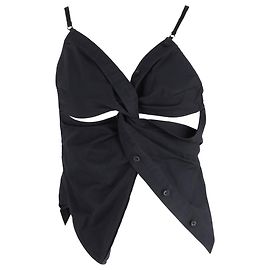 Top de tirantes de algodón negro con detalle de botón retorcido de Alexander Wang Negro
