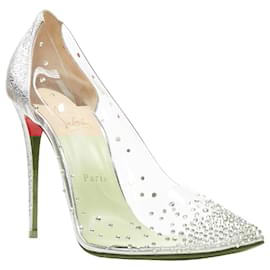 Christian Louboutin-Pompe de mariée en PVC transparent argent strass Degrastrass de Christian Louboutin-Argenté,Métallisé
