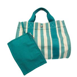 Hermès Hermes Cannes Women's Canvas Tote Bag Green Eggshell