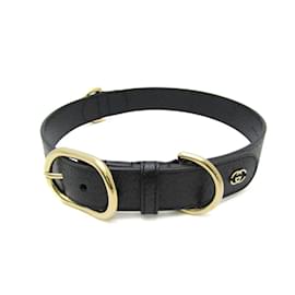 Gucci-Gucci Interlocking G Leather Dog Collar-Black