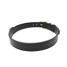 Gucci-Gucci Interlocking G Leather Dog Collar-Black