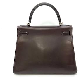 Hermès-Sac à main en cuir marron Hermes Kelly 28-Marron