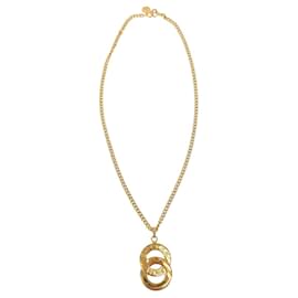 Céline-Celine Gold Plated Circle Logo Necklace-Golden,Metallic