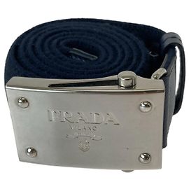 Prada Navy Wool Blend Belt Blue