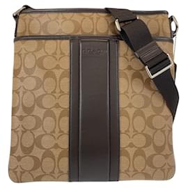 Coach-Coach Signature PVC Leather Messenger Bag-Brown,Beige