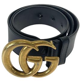 Gucci Leder GG Marmont Gürtel Schwarz Gold Schwarz
