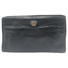 Gucci-Gucci Leather Interlocking Clutch Bag-Black