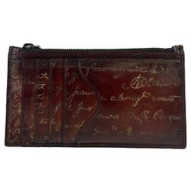 Berluti Leather Core Maxi Calligraphy Card Case Brown