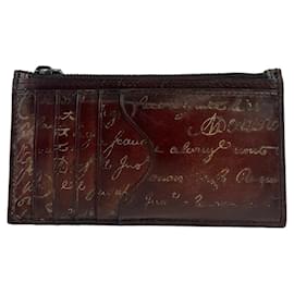 Berluti-Berluti Leather Core Maxi Calligraphy Card Case-Brown