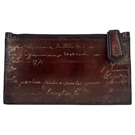 Berluti-Berluti Leather Core Maxi Calligraphy Card Case-Brown