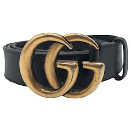Gucci-Gucci GG Marmont Leather Metal Belt Buckle-Black