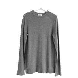 Grauer feiner Strickpullover mit Besatz von Balenciaga Grau