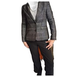 Karl Lagerfeld Black and Silver Check Tailored Jacket Black Silvery