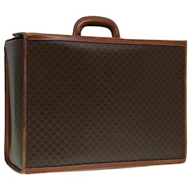 Céline-CELINE Macadam Canvas Trunk PVC Leather Gold Brown Auth 92361-Brown,Golden