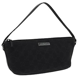 Gucci-GUCCI GG Canvas Accessory Pouch Black Silver 07198 Auth mr475-Black,Silvery