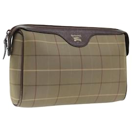 Autre Marque-Burberrys Nova Check Clutch Bag Canvas Brown Auth bs18261-Brown