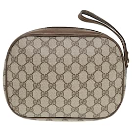 Gucci-GUCCI GG Supreme Web Sherry Line Clutch Bag PVC Beige Red 89 01 034 Auth bs18626-Red,Beige