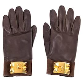 Hermès-Leather gloves-Brown