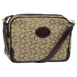 Céline-CELINE C Macadam Canvas Shoulder Bag Brown Auth ep5946-Brown