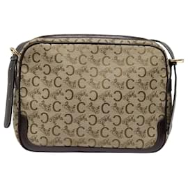 Céline-CELINE C Macadam Canvas Shoulder Bag Brown Auth ep5946-Brown