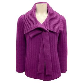 Oscar de la Renta Pull en cachemire côtelé violet automne 2008 Violet