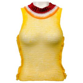 Ärmelloser Pullover aus gelber Wolle mit offenem Strick von Marni Gelb
