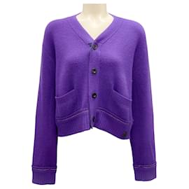 Sacai-Sacai Purple Cashmere Knit Cardigan Sweater-Purple