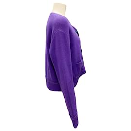 Sacai-Sacai Purple Cashmere Knit Cardigan Sweater-Purple