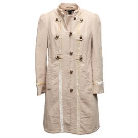 Beige Marc Jacobs Velvet-Trimmed Button-Up Coat Size US L Beige