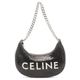 Céline Black Celine Medium Sequin Ava Chain Shoulder Bag Black
