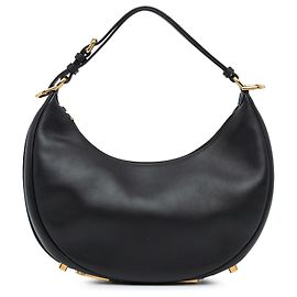 Black Fendi Medium Leather Fendigraphy Hobo Black