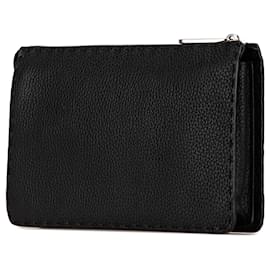 Fendi-Black Fendi Leather Selleria Monster Clutch-Black