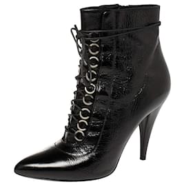 Saint Laurent-Black high shine leather Fetish 105 boots-Black
