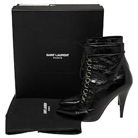 Saint Laurent-Black high shine leather Fetish 105 boots-Black
