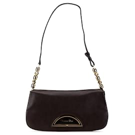 Dior-Brown Dior Leather Malice Flap Shoulder Bag-Brown